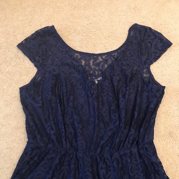 Maurices Navy Blue Lace Dress NEW Size XL 16 18 Fit Flare Party Dress Gift - Picture 5 of 15